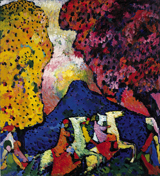 Wassily Kandinsky. Blue Mountain, 1908 – 1909, Oil on canvas, 106.0 × 96.6 cm, New York, The Solomon R. Guggenheim Museum